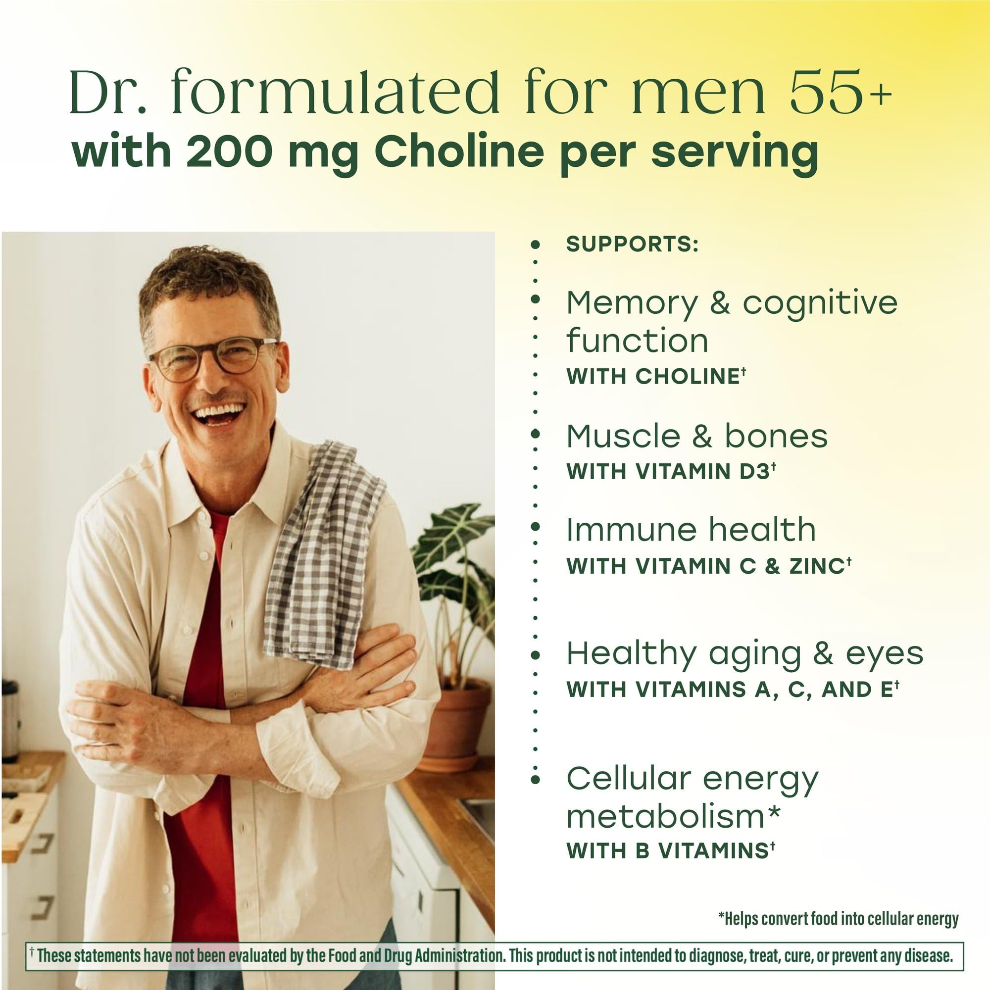 MegaFood Advanced Multivitamin for Men 55+, Mens Multivitamins 50 Plus, Methylated B12, Methyl folate, Choline, Vitamin D, Brain & Muscle Health, Immune Support, Vegetarian - 120 Tablets (60 Servings) - Image 3