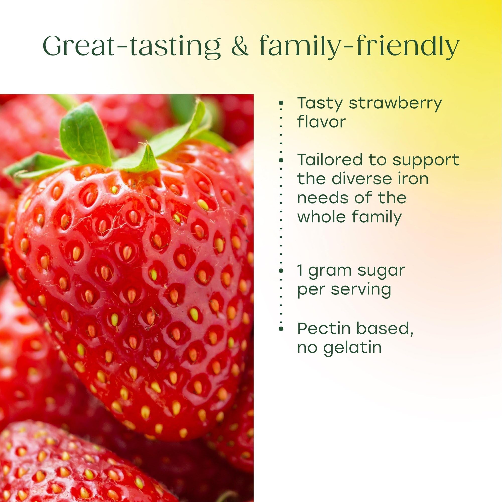 MegaFood Iron Energy Gummies, Iron Supplement for Women, Men, Teens & Kids with Vitamin B12 & B6, Vitamins, from The Makers of Blood Builder Supplement, Strawberry Flavor, 60 Count - Image 4