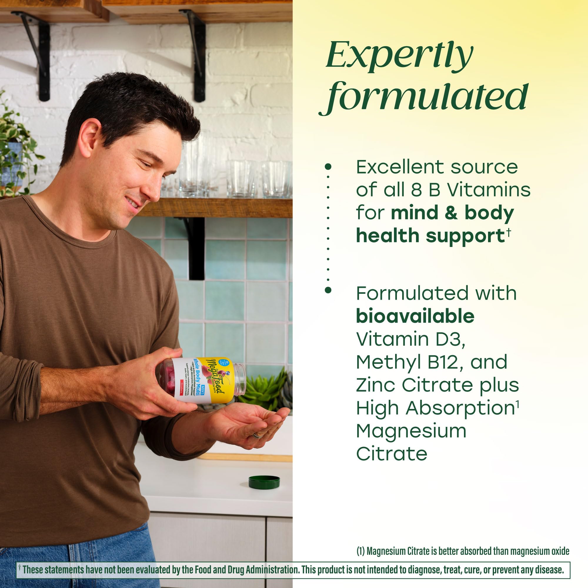 MegaFood Men’s Whole Body Multivitamin Gummies - Multivitamin For Men - Vitamin C, Magnesium Citrate, Vitamin D3, Methylated B12 & Zinc - Muscle, Brain, Heart, Immune Support - 90 Gummies, 30 Servings - Image 4