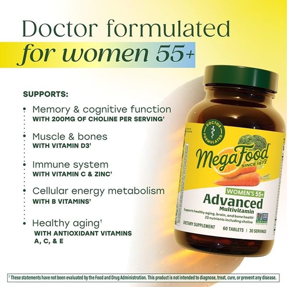 MegaFood, Multi for Women 55+, Supports Optimal Health and Wellbeing, Multivitamin and Mineral Dietary Supplement, Gluten Free, Vegetarian, 60 tablets (30 servings) - Image 3
