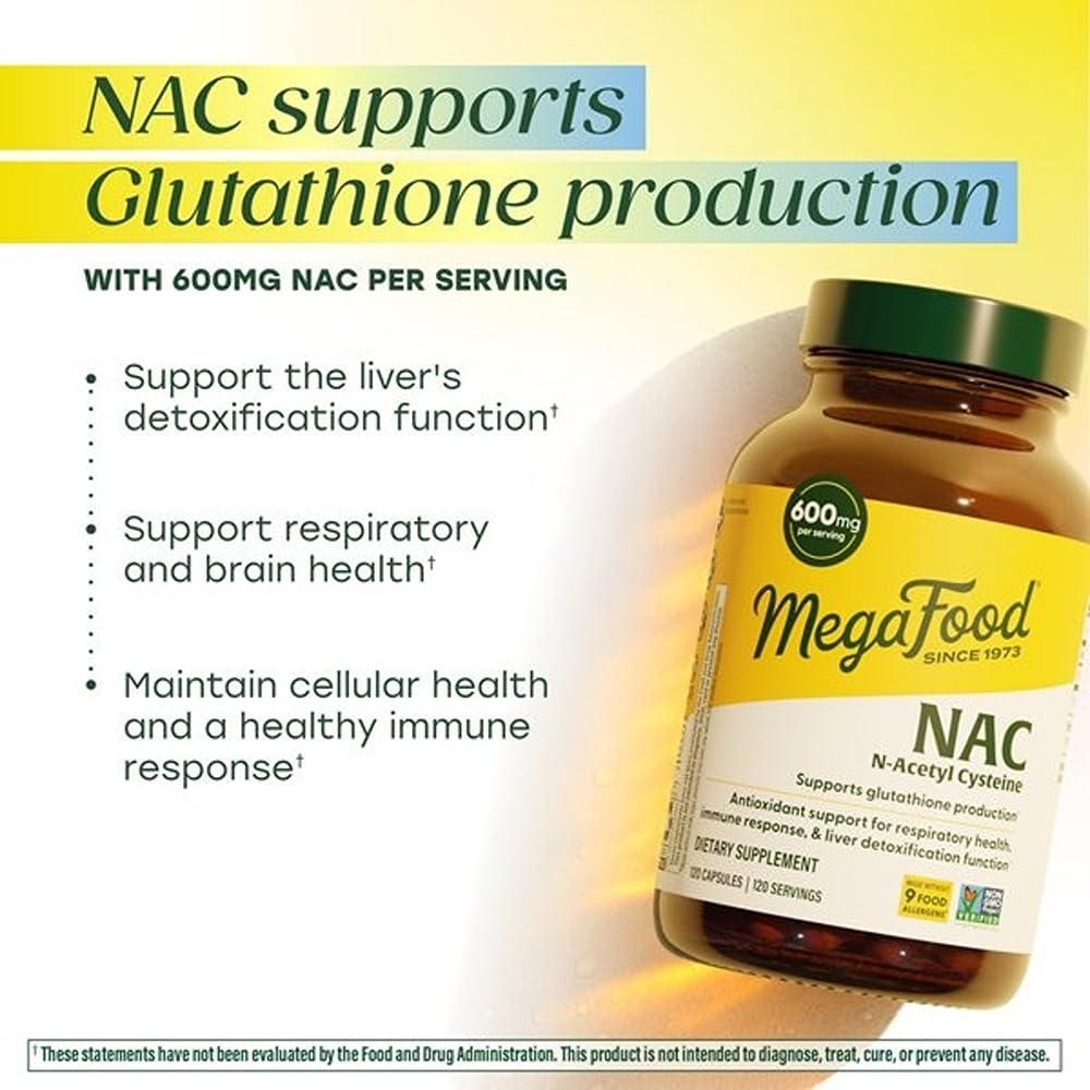 MegaFood NAC Supplement N-Acetyl Cysteine 600mg Per Serving - Promotes Production of Glutathione - Liver Support & Immune Support Supplement - Vegan, Non GMO - 120 Capsules, 120 Servings - Image 3