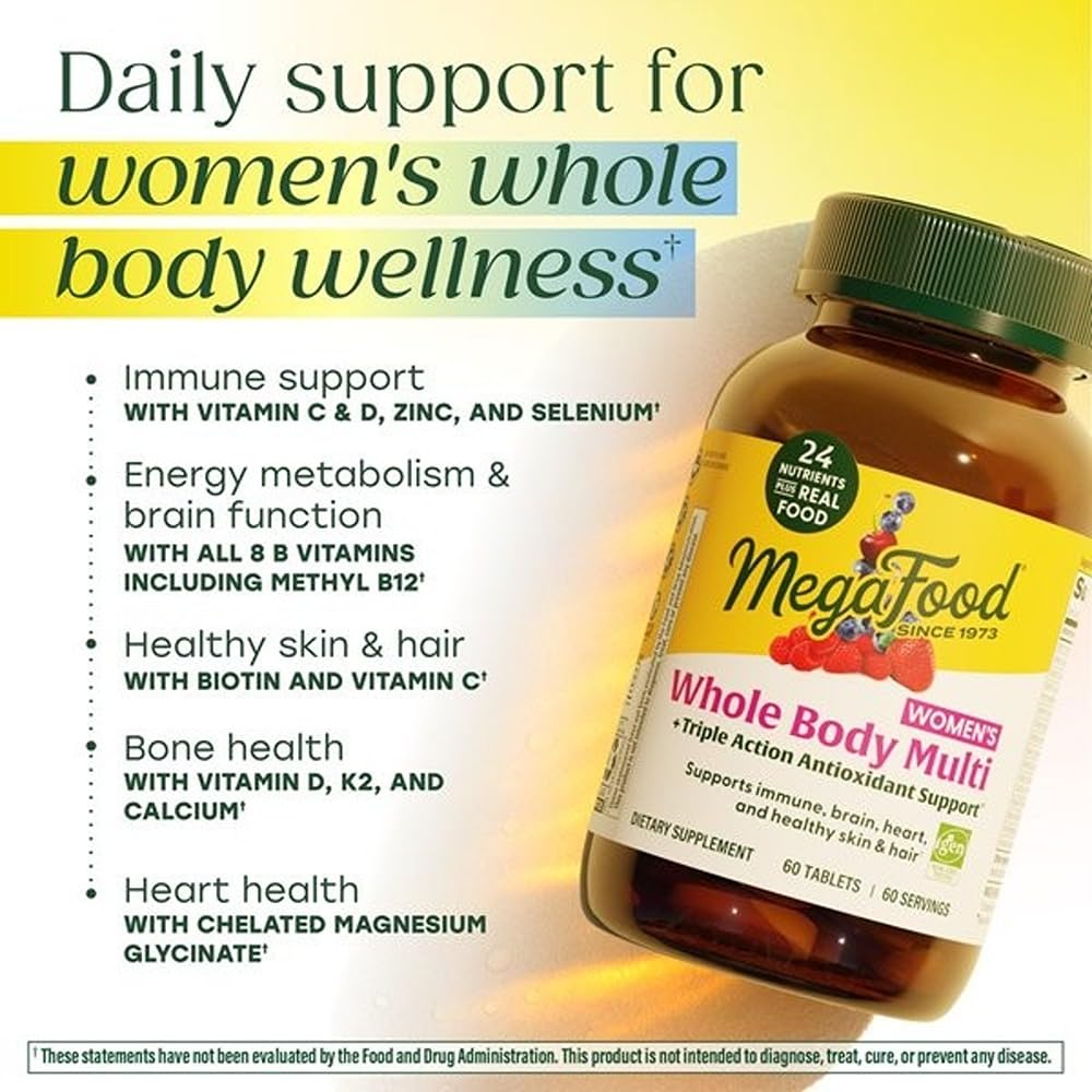 MegaFood Whole Body Methylated Multivitamin for Women - Womens Multivitamin with Magnesium Glycinate, Biotin & Methylcobalamin B12 Vitamins - Daily Energy & Immune Support - 60 Tablets, 60 Servings - Image 3